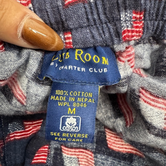 Men's Club Room Charter Club Medium Pajama pants w/American Flag print cotton - Picture 9 of 10